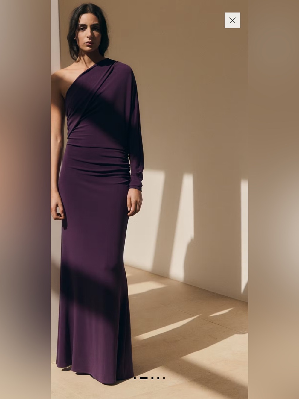Zara One-Shoulder Deep Plum Dress Asymmetrical dress with gathered body